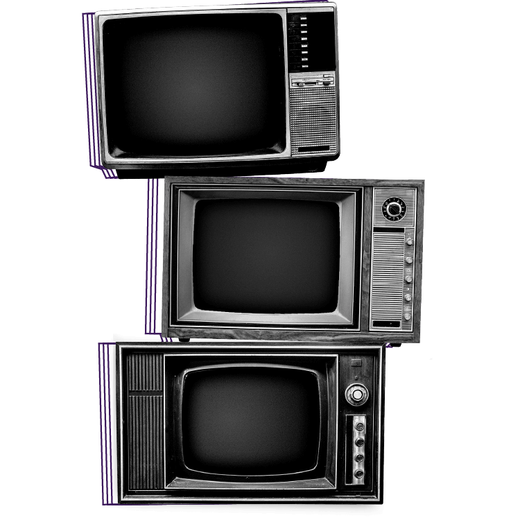 Drei Fernsehgeräte gestapelt